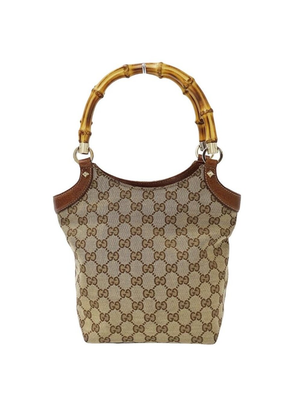 Gucci GG Canvas Bamboo Beige Brown Mini Bag Small